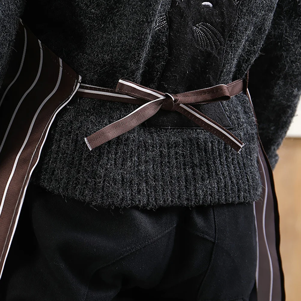 

2Pcs Oilproof Apron Waterproof Fashion Stripe Kitchen Apron for Cooking Home Party Use Men Women Adults Black Coffee