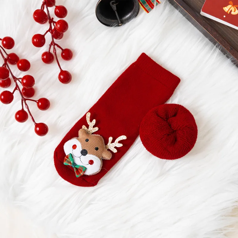 Winter Thicken Cute Christmas Baby Socks For Boys Girls Cartoon Soft Cotton Anti Slip Solid Newborn Toddler Sock Kids Socken