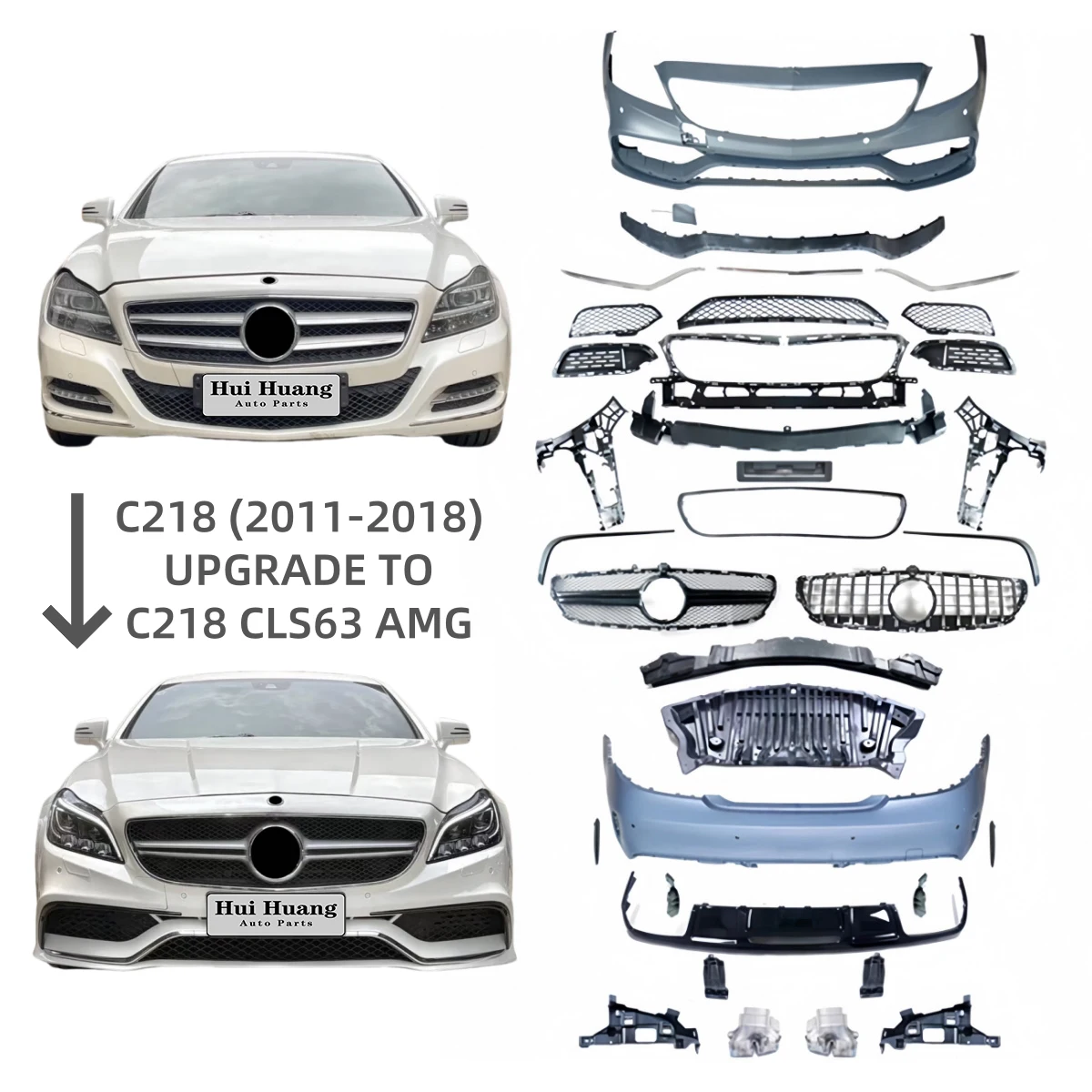 

Dream Garage Car Body Kit For CLS W218 2012 2013 2014 2015 2016 2017 2018 Upgrade CLS63 With Front Bumper Asse
