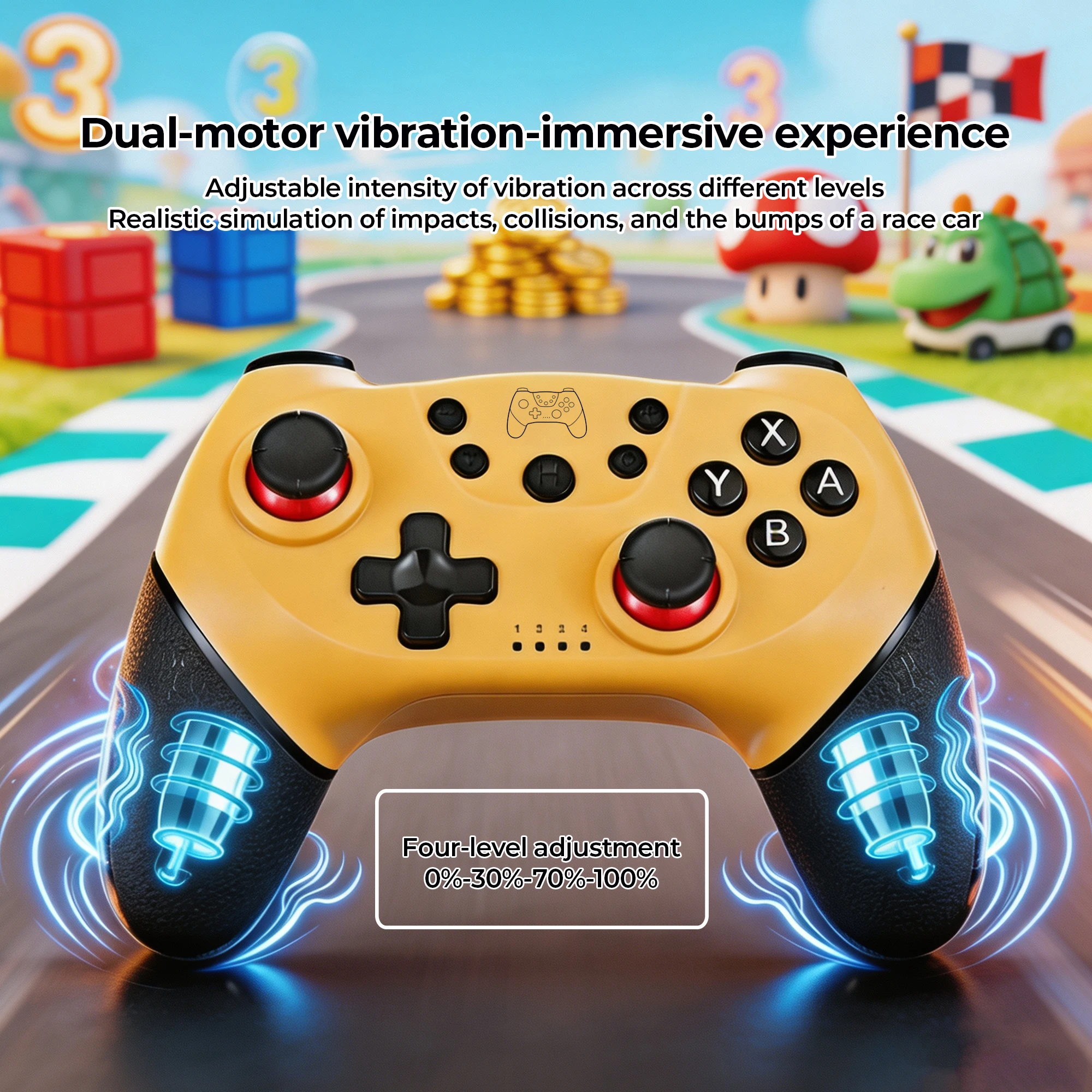 Wireless Pro Controller for Nintendo Switch /OLED/Lite, Haff-Effect Joystick 6‑Axis Gyro Dual Vibration Gaming Joystick