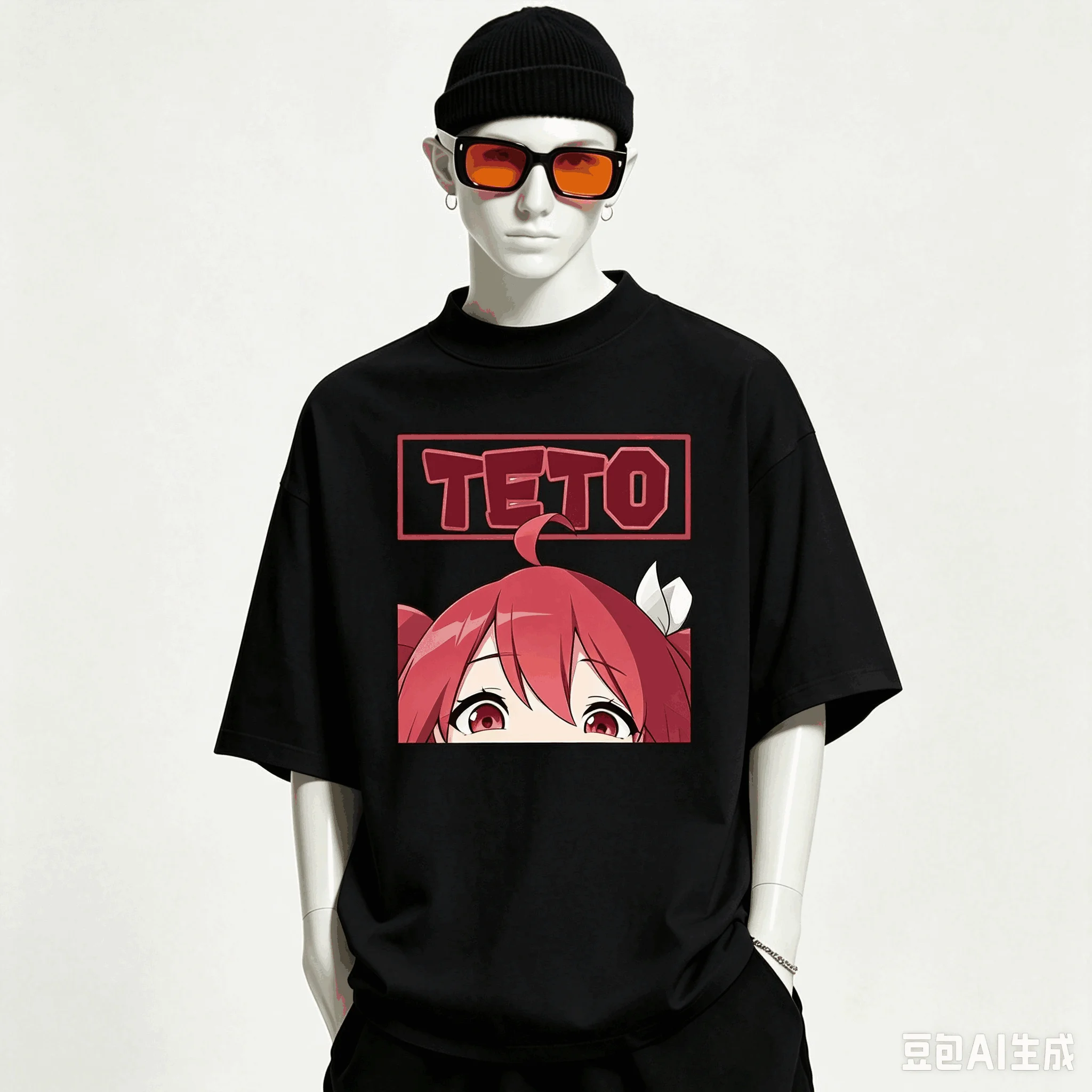 Kasane Teto Übergroßes Unisex-T-Shirt mit Grafikdruck und Rundhalsausschnitt für Männer und Frauen, hochwertige Y2k-Kurzarm-Streetwear aus weicher Baumwolle – Detail 8
