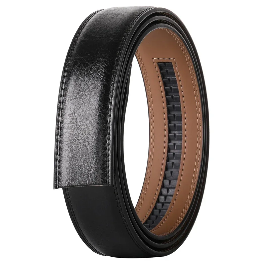 No Buckle 3.5cm Width Cowskin Genuine Leather Belt Men Without Automatic Buckle Strap Male Black Brown Blue Gray White B509