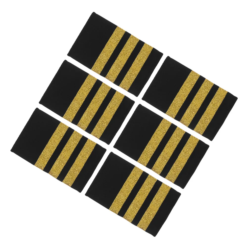 

6 Pcs Golden Epaulettes Durable Woven Tape Pilot Captain Uniform Shoulder Sliders Professional Appearance Versatile Design