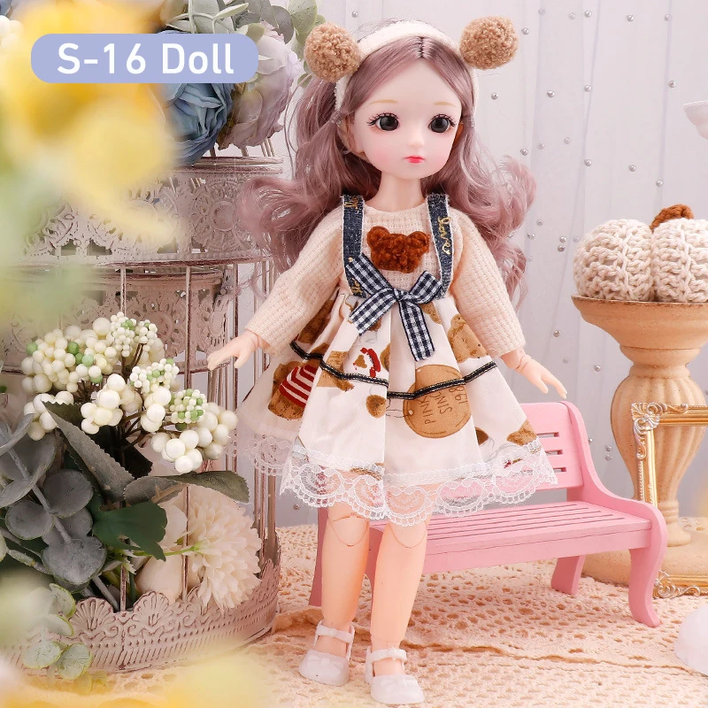 Full Set 1/6 BJD Dolls For Girls 30cm Anime Doll 23 Joint Movable Body With Skirt Hat Headdress Dress Up DIY Toys Reborn Kawaii