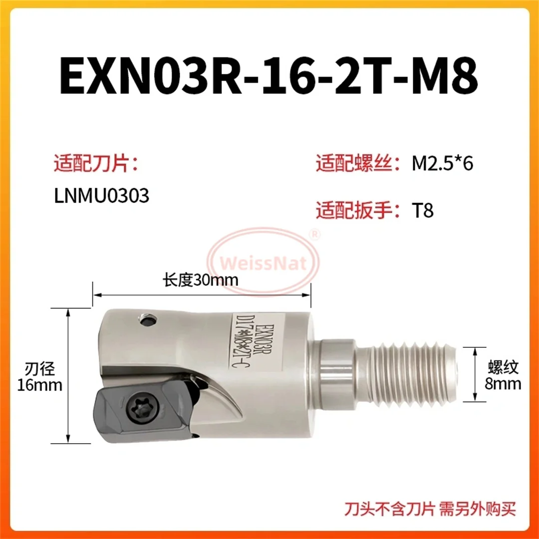 

EXN03 milling cutter head for LNMU0303ZER-MJ inserts