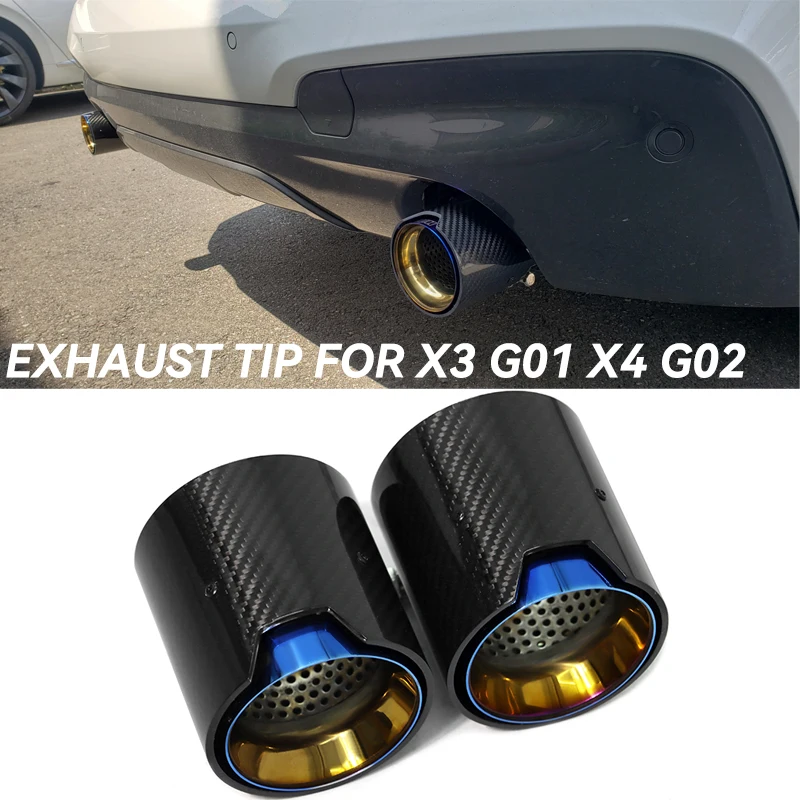 Plug Exhaust Tip For BMW X Series G01 X3 G02 X4 2018-2021 Polished M Performance Style Carbon Fiber Exhaust Tips Nozzle Tailpipe