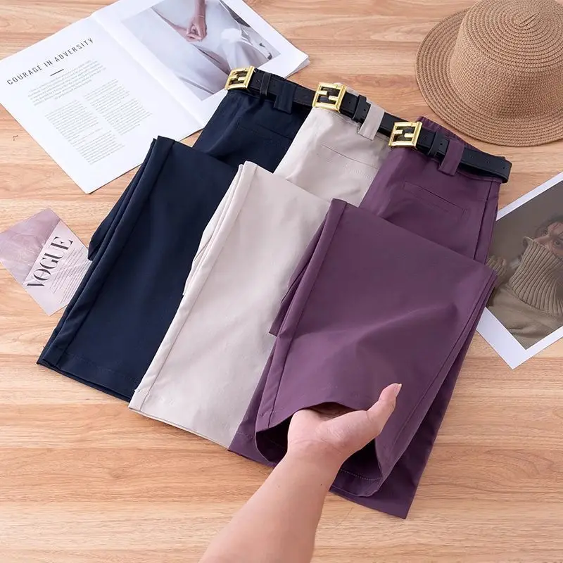 

New Women's Pants 2025 Spring Autumn Ladies Straight Pants Ladies Loose Fashion Elegant Versatile Casual Wide-leg Femme Trousers