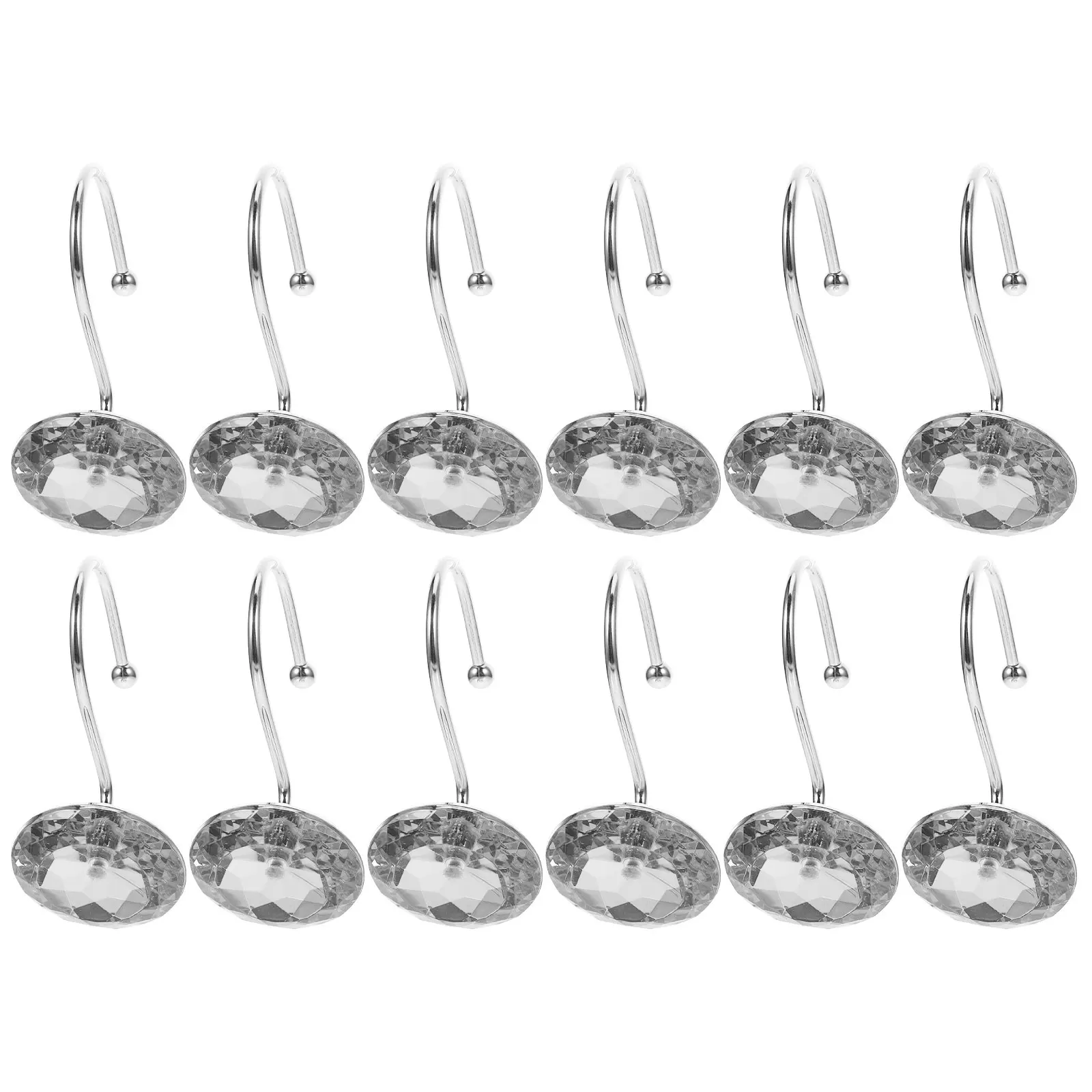 

12pcs Shower Curtain Hooks for Bathroom Hangers Heavy Duty Metal Acrylic Smooth Gliding Sturdy Bath Curtain Universal Fit Drapes