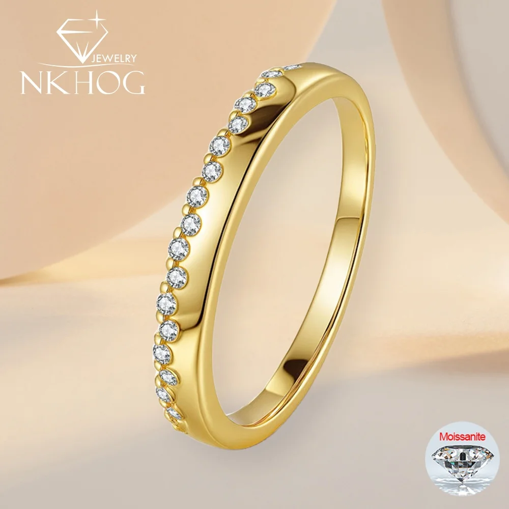 

NKHOG Real Moissanite Ring For Women Men 925 Sterling Silver Engagement Wedding Band 18K Plated No Fade Fine Jewelry Certificate