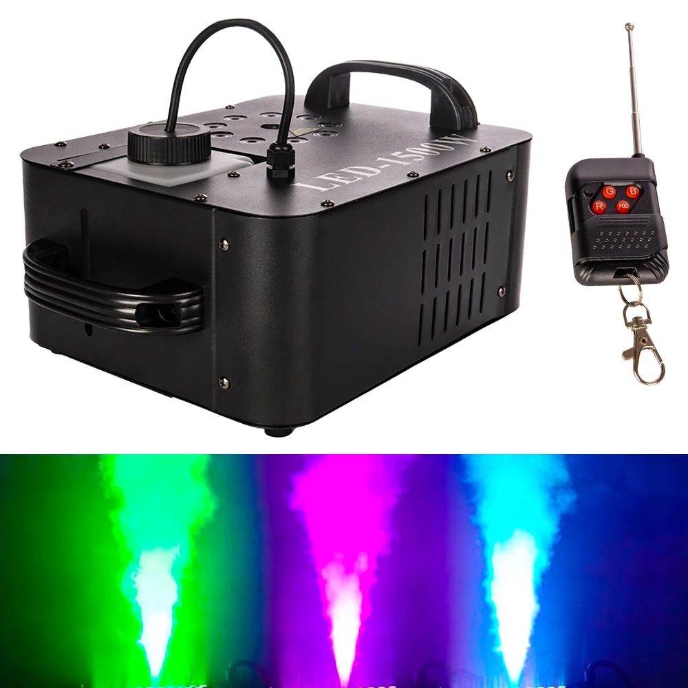 1 pièce Machine à fumée 1500W, Effet lumineux de scène, Pulvérisateur vertical télécommandé DMX RGB 24 LED pour Discothèque, Mariage, Spectacle de danse