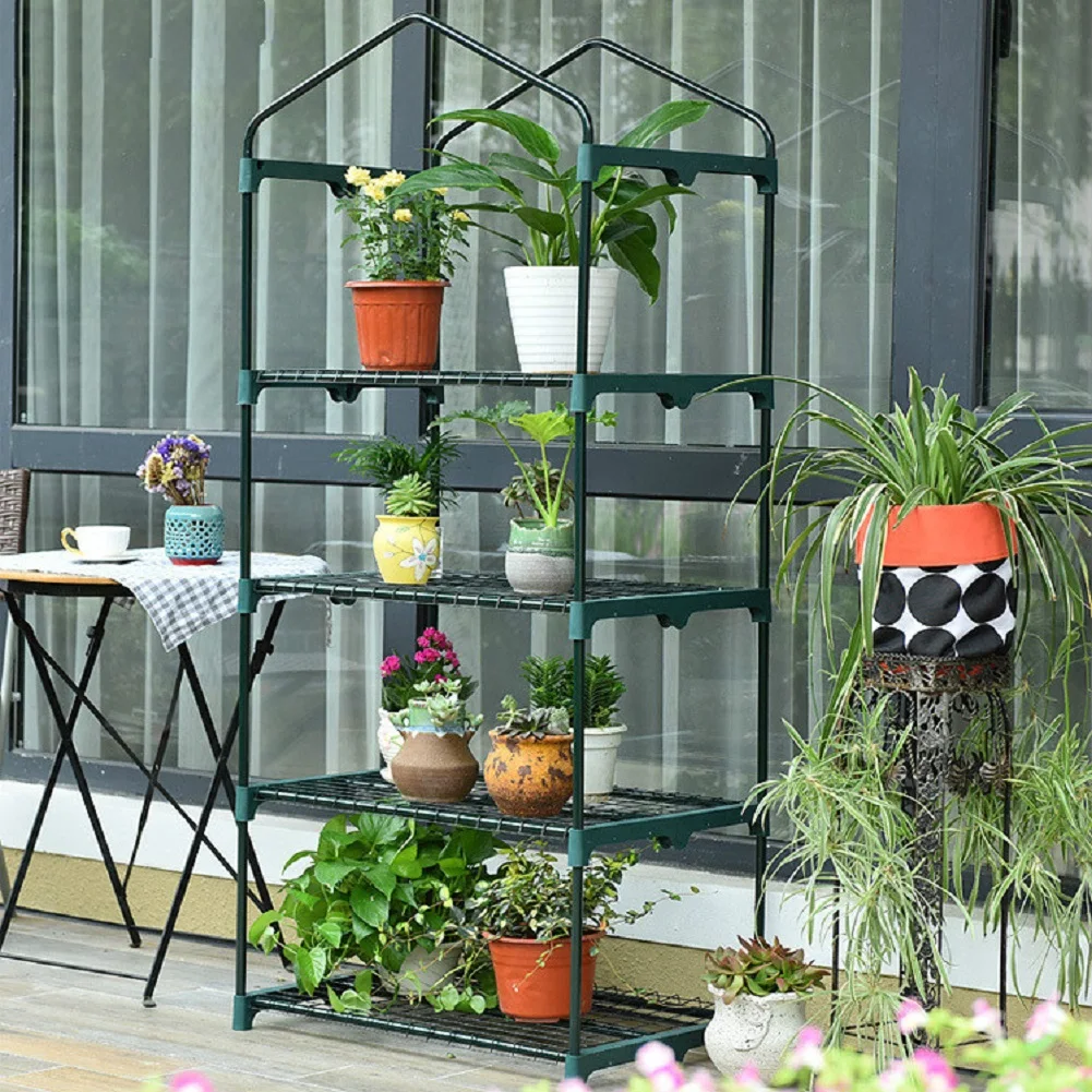 Four Floors Green Household Plant Greenhouse Mini Garden Warm Room PVC Garden Warm Room 155x69x49CM No Frame