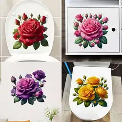 Watercolor Rose Wall Sticker Bathroom Toilet Decor Living Room Cabinet Refrigerator Home Decoration Decals Stickers S494