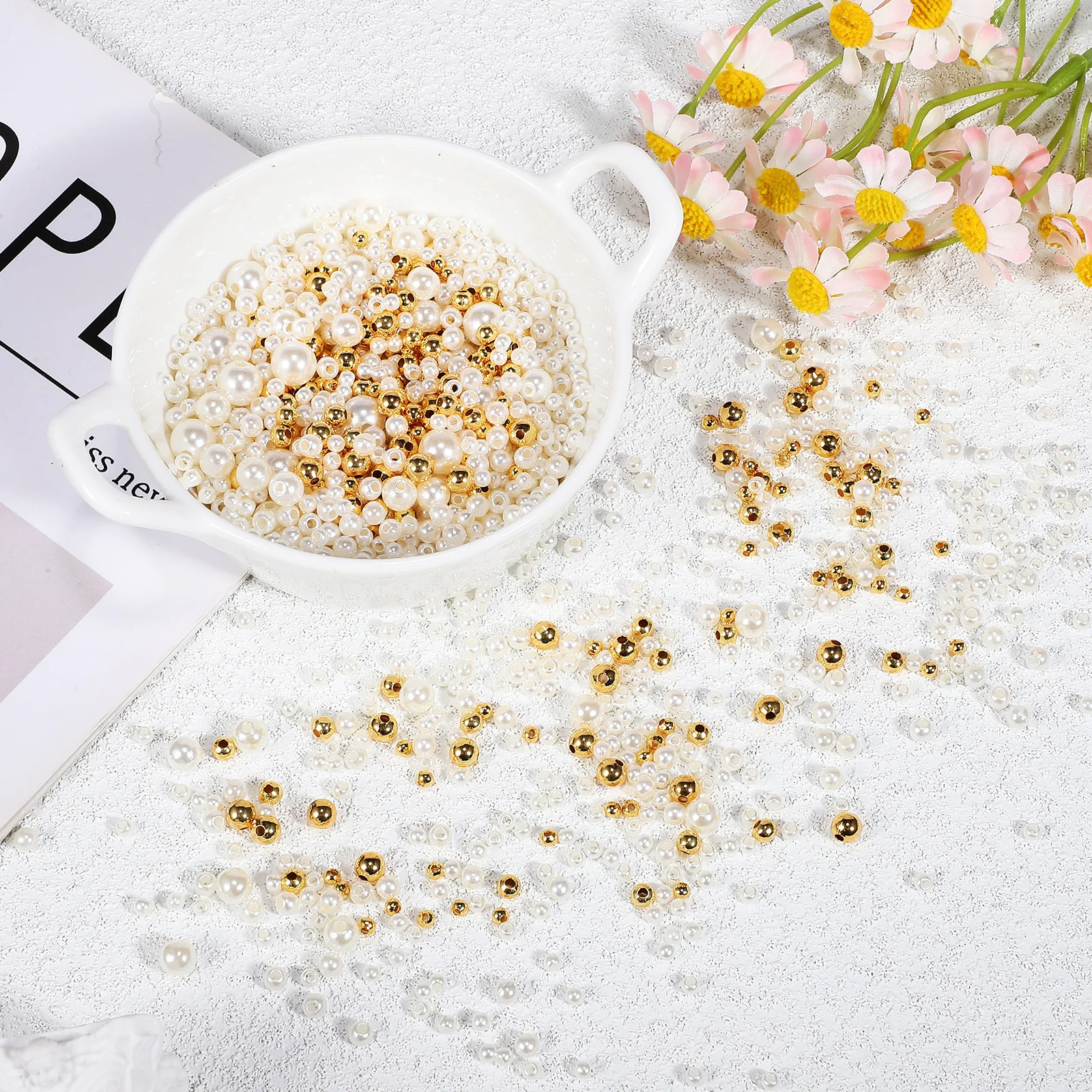 

900pcs Round Beads Pearls Jewelry Spacer Charm Bead Necklace Bracelet Making Diy Craft Supplies Decoration Accessories Earrings