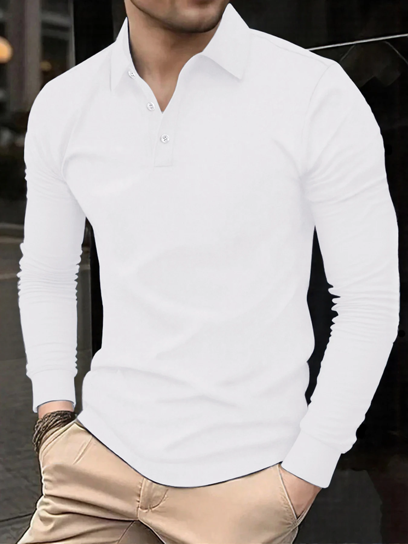 

Mans Old Money Slod Деловая одежда Осенняя теплая футболка на пуговицах Винтажная универсальная простая модная унисекс базовая одежда с длинными рукавами