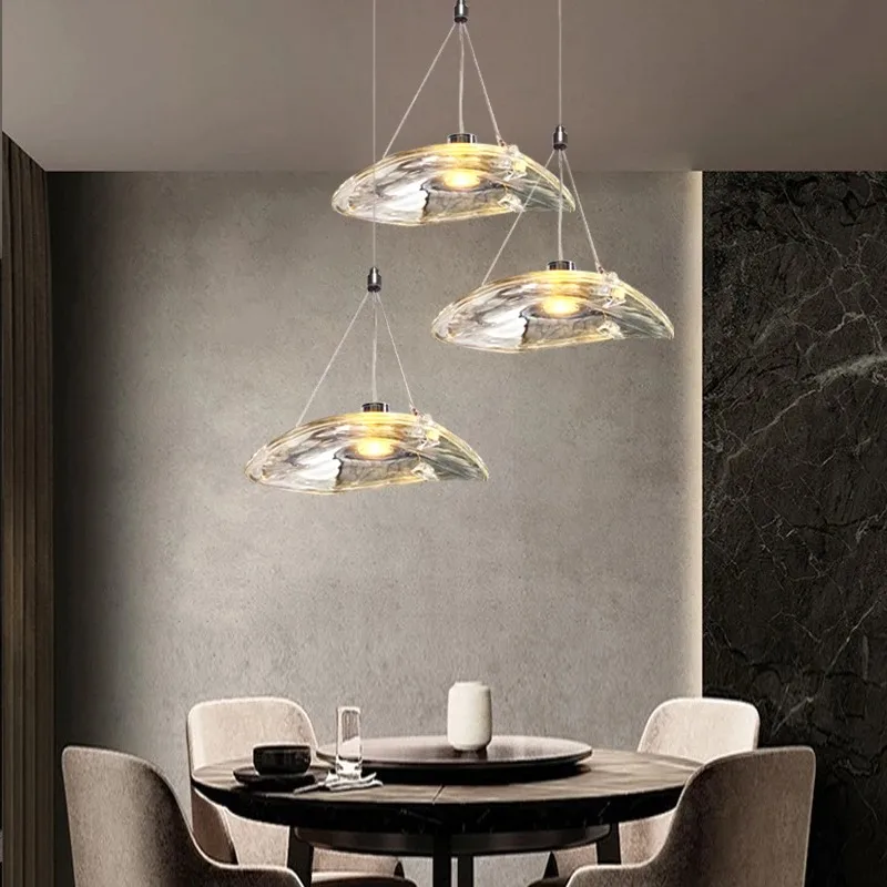 Italian minimalist LED glass chandelier postmodern restaurant creative art chandelier