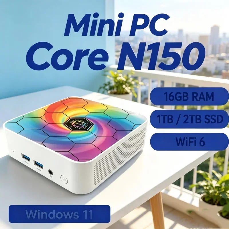 MINI PC Intel N150 Windows 11 Colorful Robust Gaming PC 1TB 2TB SSD Computer Agency Gamer Wifi6 BT5.2 Desktop