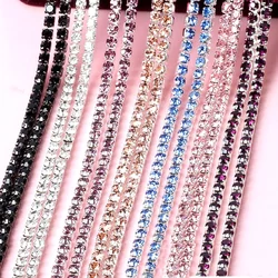 SALE Rhinestone Cup Chain Silver Based Claw Mix Crystal Sew on Cup Chain for Clothing Dress Sewing Ornament Accessories DIY