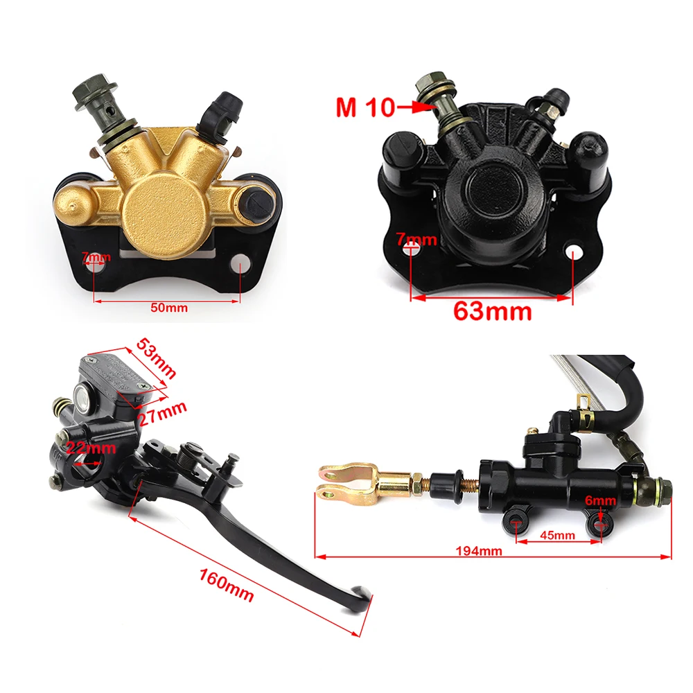 Hydraulic Disc Brake Master Cylinder Caliper Assembly For Chinese 50cc-250cc Electric ATV Quad Go kart Golf Cart UTV Buggy Parts