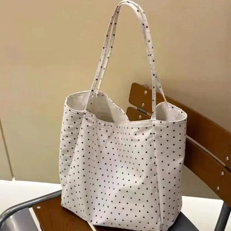 New Sale-2026 New Polka Dot Canvas Large Capacity Tote Bag Bag Casual Commuter Outward Handheld Shoulder Bag For Women image 3