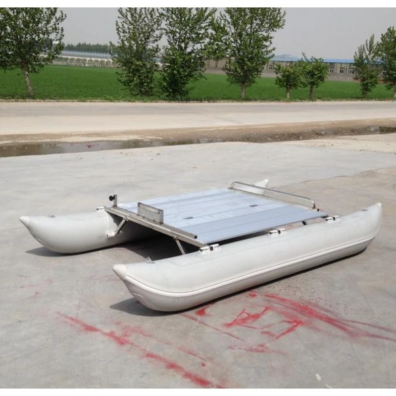 PVC Inflatable Pontoon Boat With Aluminum Platform Fishing Boat