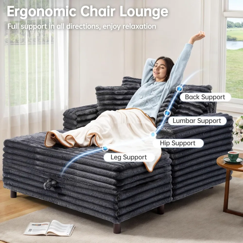 كرسي صالة كبير الحجم داخلي، سرير أريكة مريح مع مساحة تخزين، أريكة نوم من القطيفة الرقيقة، كراسي قراءة أرائك سحابية #3