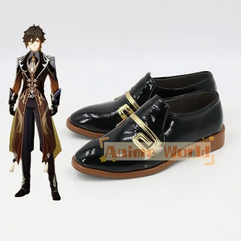 Genshin Impact Zhongli Scarpe cosplay nere Puntelli per feste di carnevale di Halloween su misura
