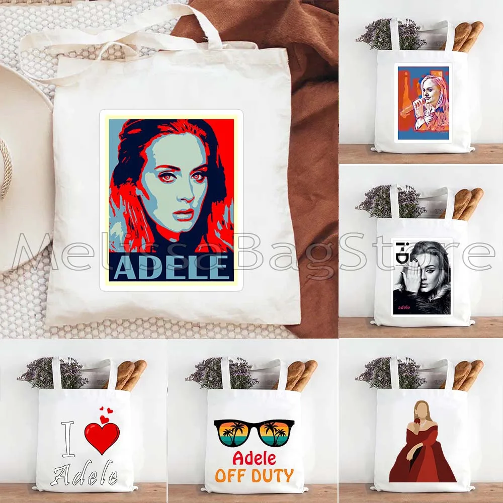 Hello It's Me Love Adele Music Singer Poster Fan Gifts Women Canvas Shoulder Tote Bag Harajuku Shopper Cotton Shopping Handbag
