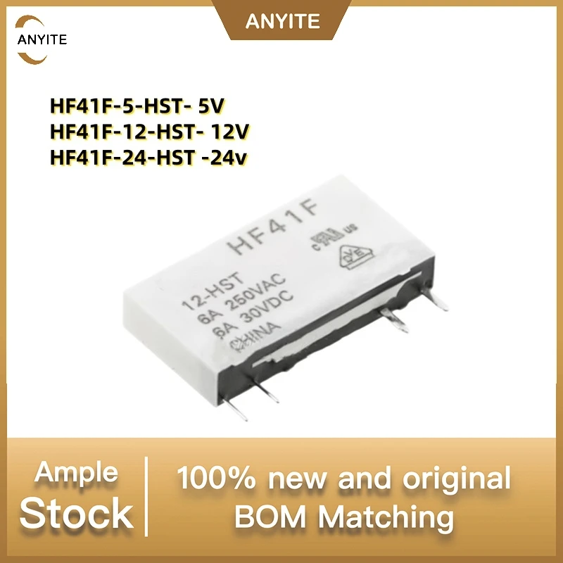 New 10Pcs/LOT     HF41F-5-HST- 5V    HF41F-12-HST- 12V   HF41F-24-HST -24v  4pin