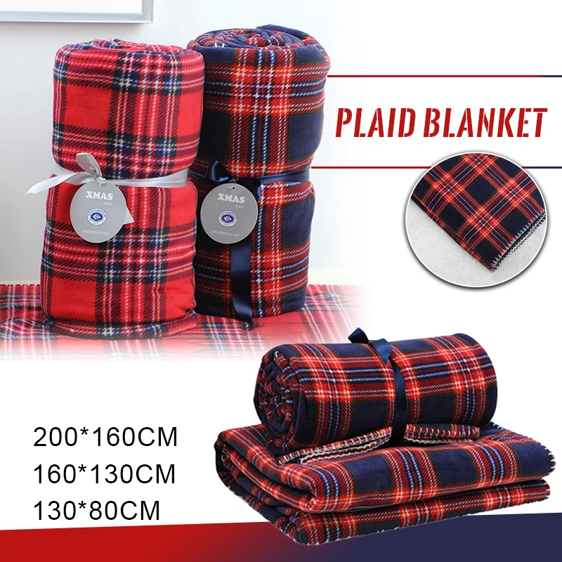 Warm Flannel Fleece Blanket Super Soft Velvet Plaid Pattern Blanket Travel Nap Sofa Throw Blankets Xmas Dcoration