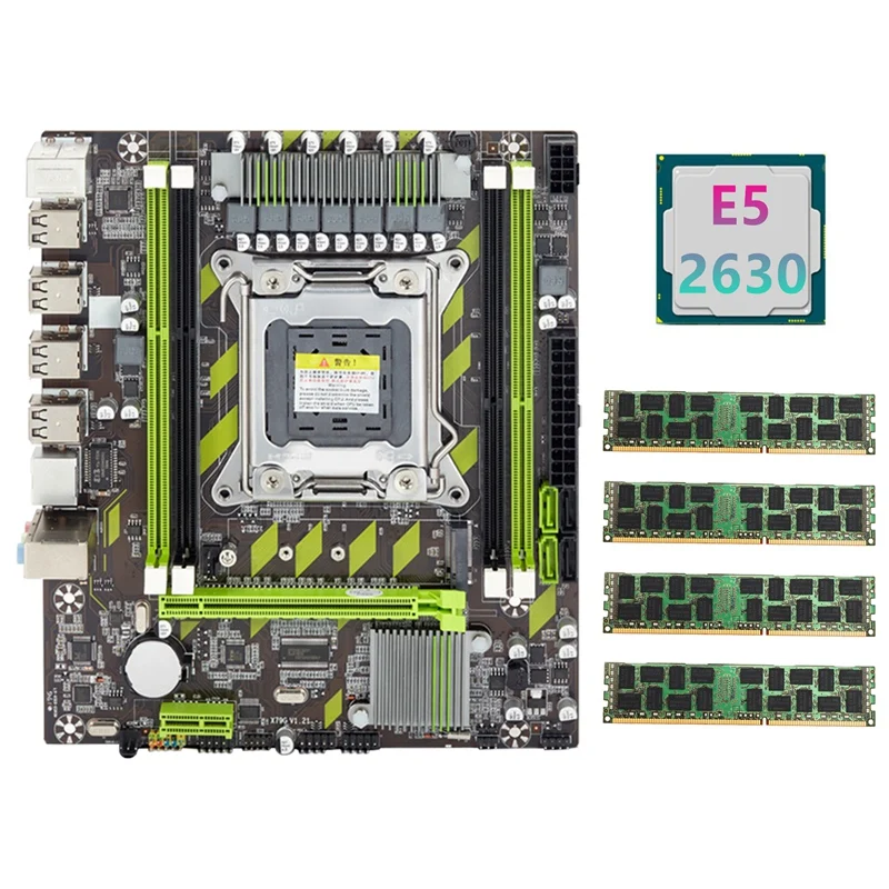 

X79 Motherboard+E5 2630 CPU+4X4GB DDR3 1600Mhz REG ECC RAM Memory Set LGA 2011 M.2 NVME Motherboard