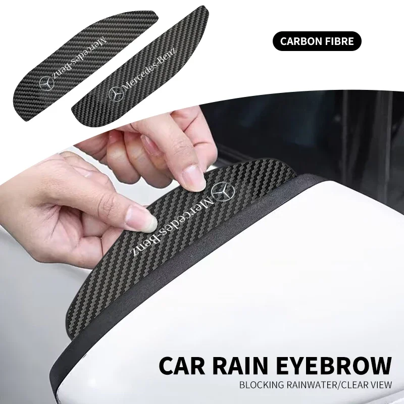 Car Rearview Mirror Rain Eyebrow Carbon Fiber For Mercedes Benz W211 W203 W204 W210 W124 AMG W202 CLA W212 W220 W205 Accesorios