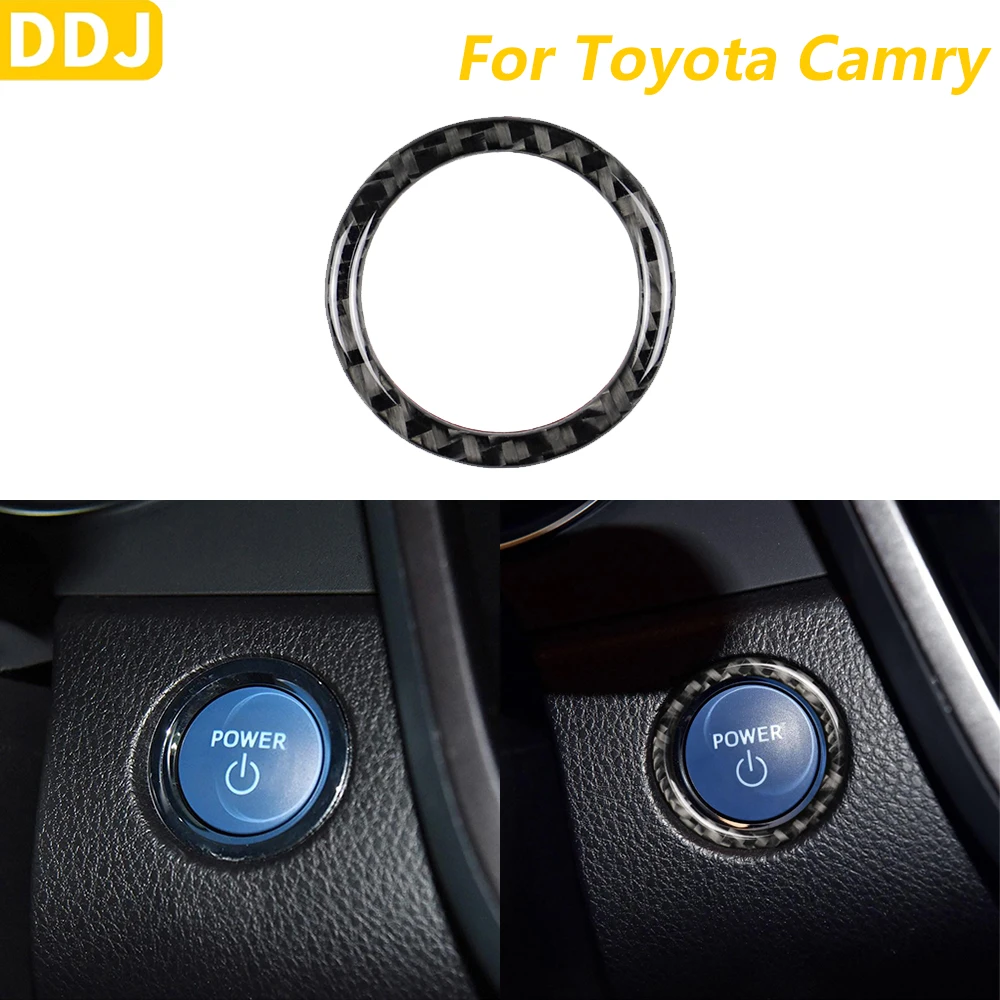 For Toyota Camry 2018-2024 Carbon Fiber One-touch Start/stop Ignition Switch Button Panel Cover Trim Car Accessories Sticker