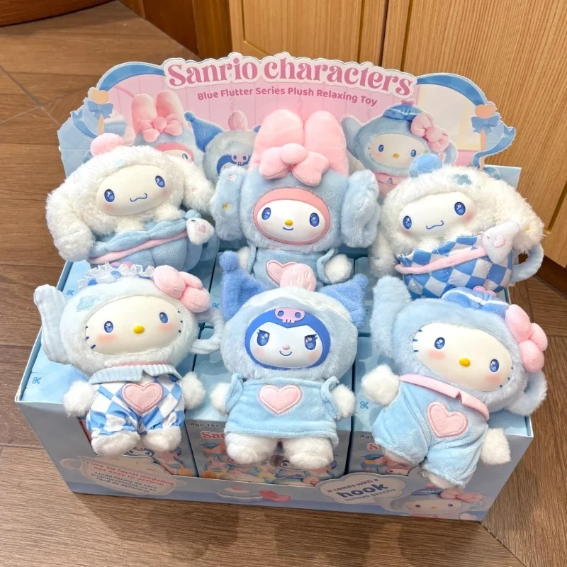 

Новые оригинальные персонажи Sanrio Blue Flutter Series, виниловая лицевая слепая коробка, игрушки, милые мультяшные подвески «Hello Kitty Kuromi», модный подарок