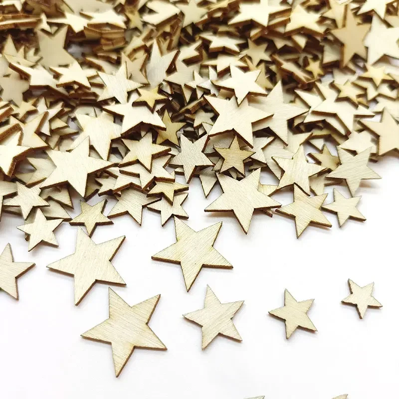 

100-500Pcs Mixed Mini Wooden Stars Slices for Christmas Wedding Party DIY Crafts Table Scatter DecorationDecoration Art Crafts