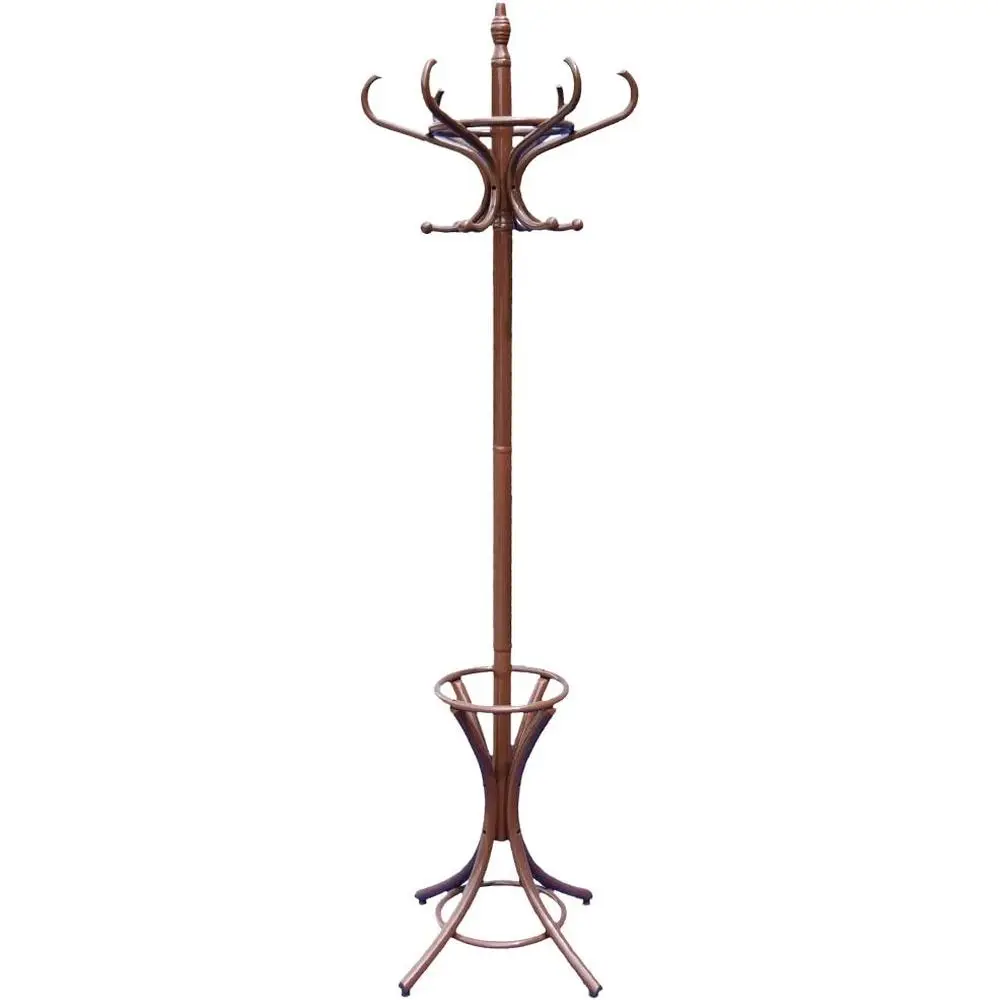 

Walnut 4-Legged Coat, Hat, and Umbrella Floor Standing Rack, Crafted from Bentwood and Solid Wood