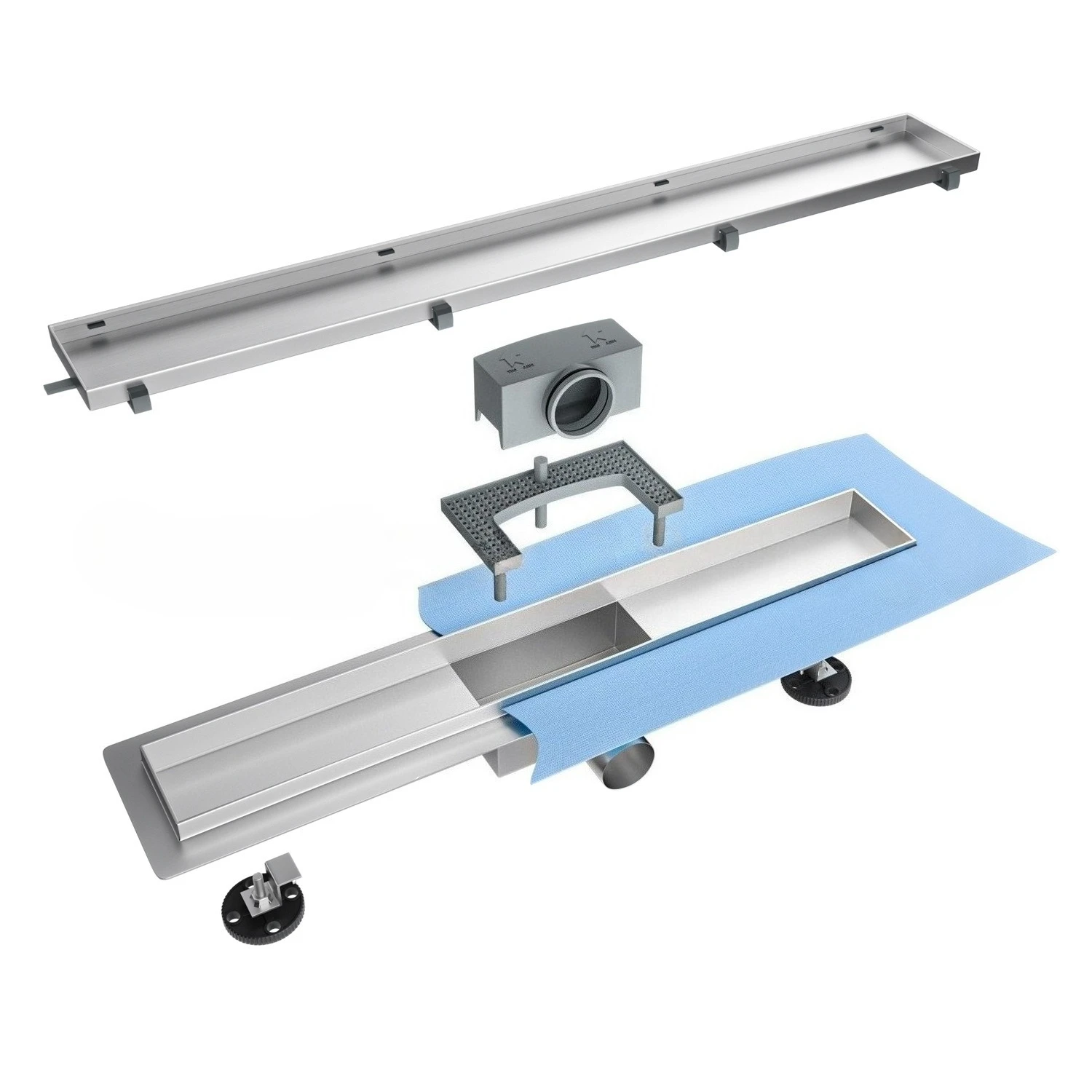 304 Stainless Steel Linear Floor Drain Unit, Invisible Embedded Style for  Bathroom Renovation