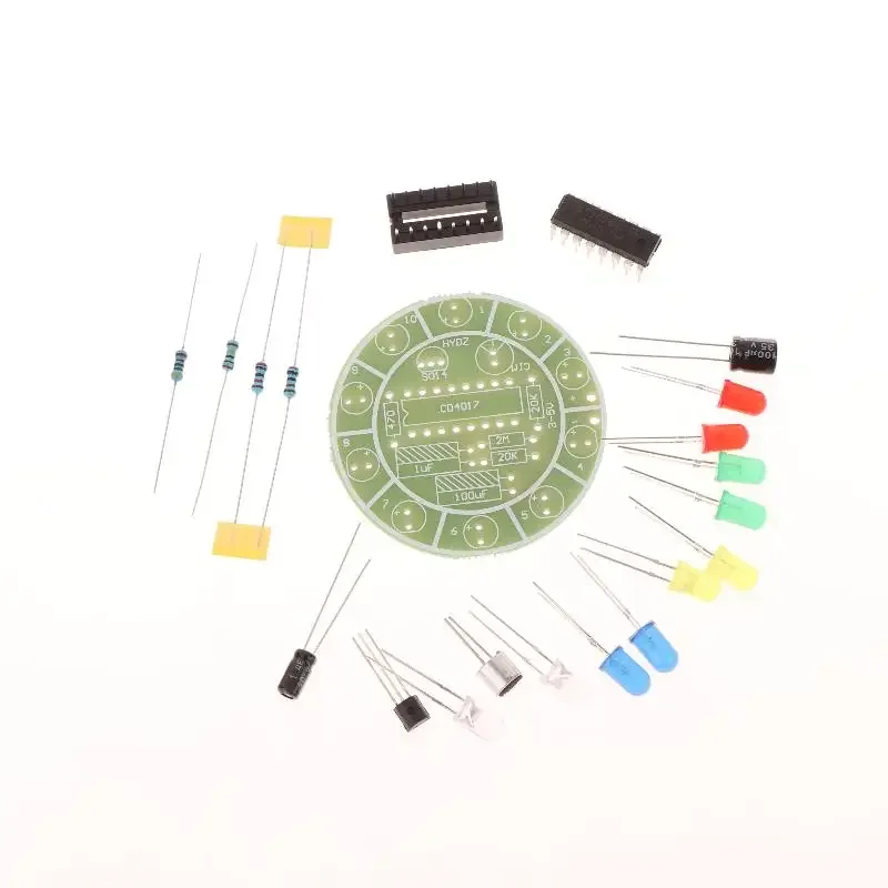 LED Light Kit CD4017 Colorful Voice Control Rotating Electronic Manufacturing DIY Kit Spare Parts Student Laboratory