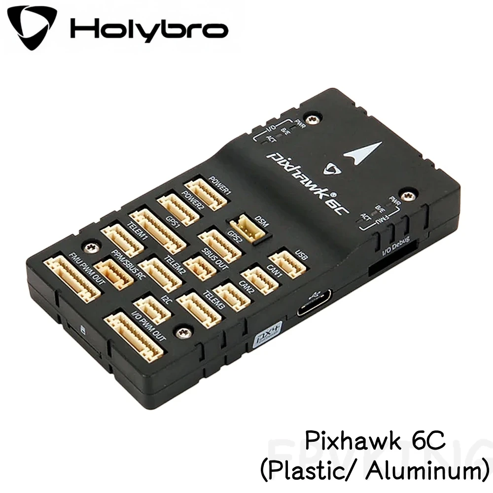 

Полетный контроллер Holybro Pixhawk 6C (корпус из алюминия/пластика) с высокопроизводительным процессором H7 480 МГц для радиоуправляемых FPV дронов