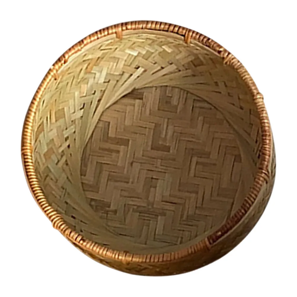 

Round Bamboo Woven Fruit Basket Storage Holder Bread Egg Organizer Home Farmhouse Kitchen Serving Tray Food Container Reusable