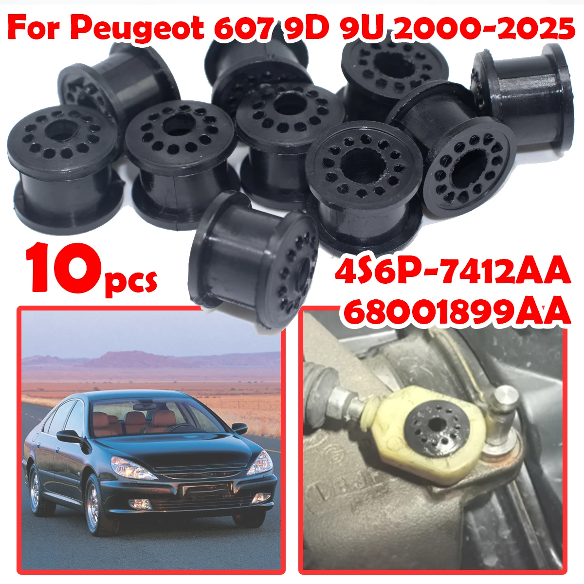 

10X Gearbox Cable Linkage Rubber Bushing For Peugeot 607 9D 9U 2000-2025 5Speed Shift Lever Assembly Repair Kit Replacement Part