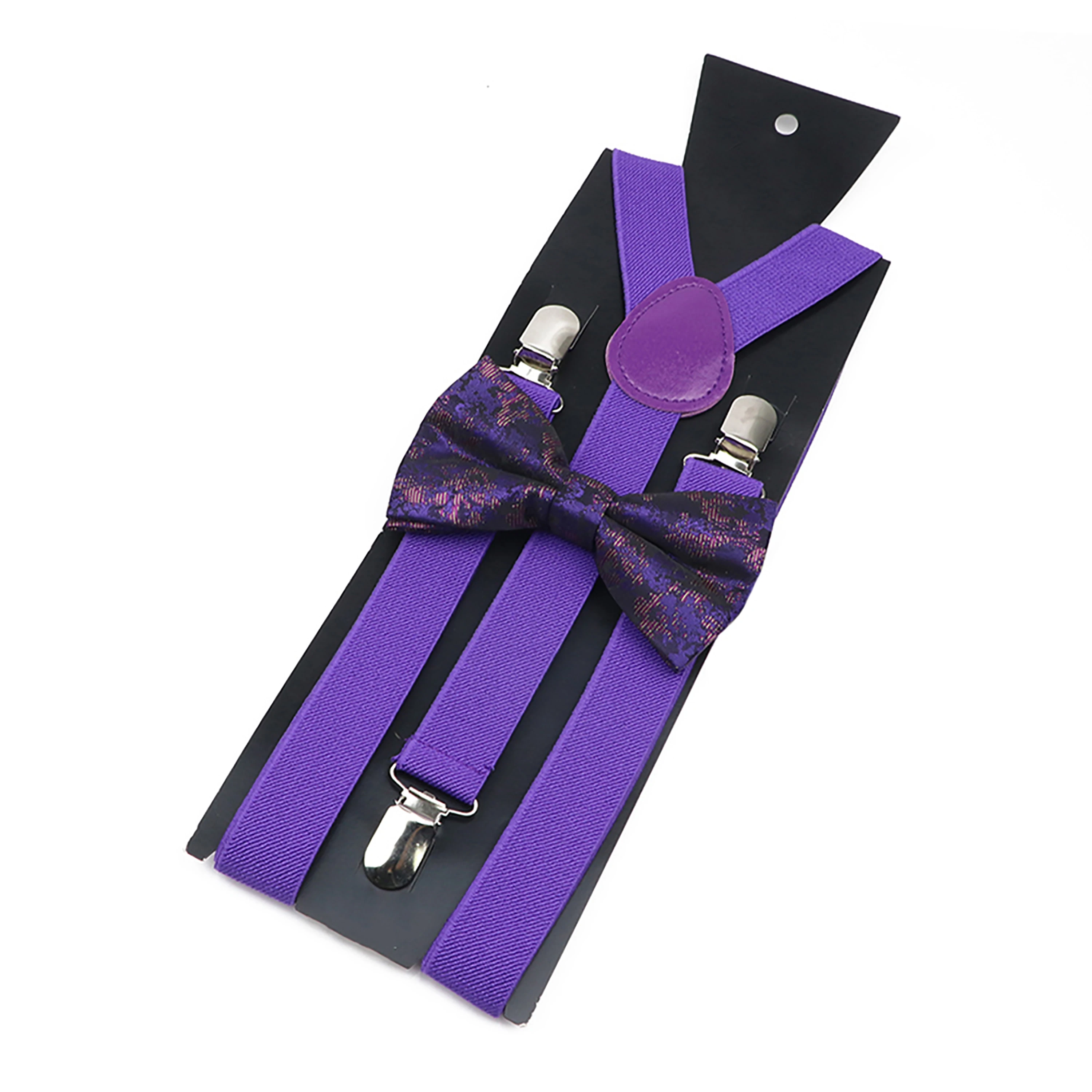 สีทึบหนัง Suspenders Polyeater Bowtie ชุดสีแดงสีดําแฟชั่นสําหรับงานแต่งงานสวมใส่ทุกวันอุปกรณ์เสริมเสื้อ