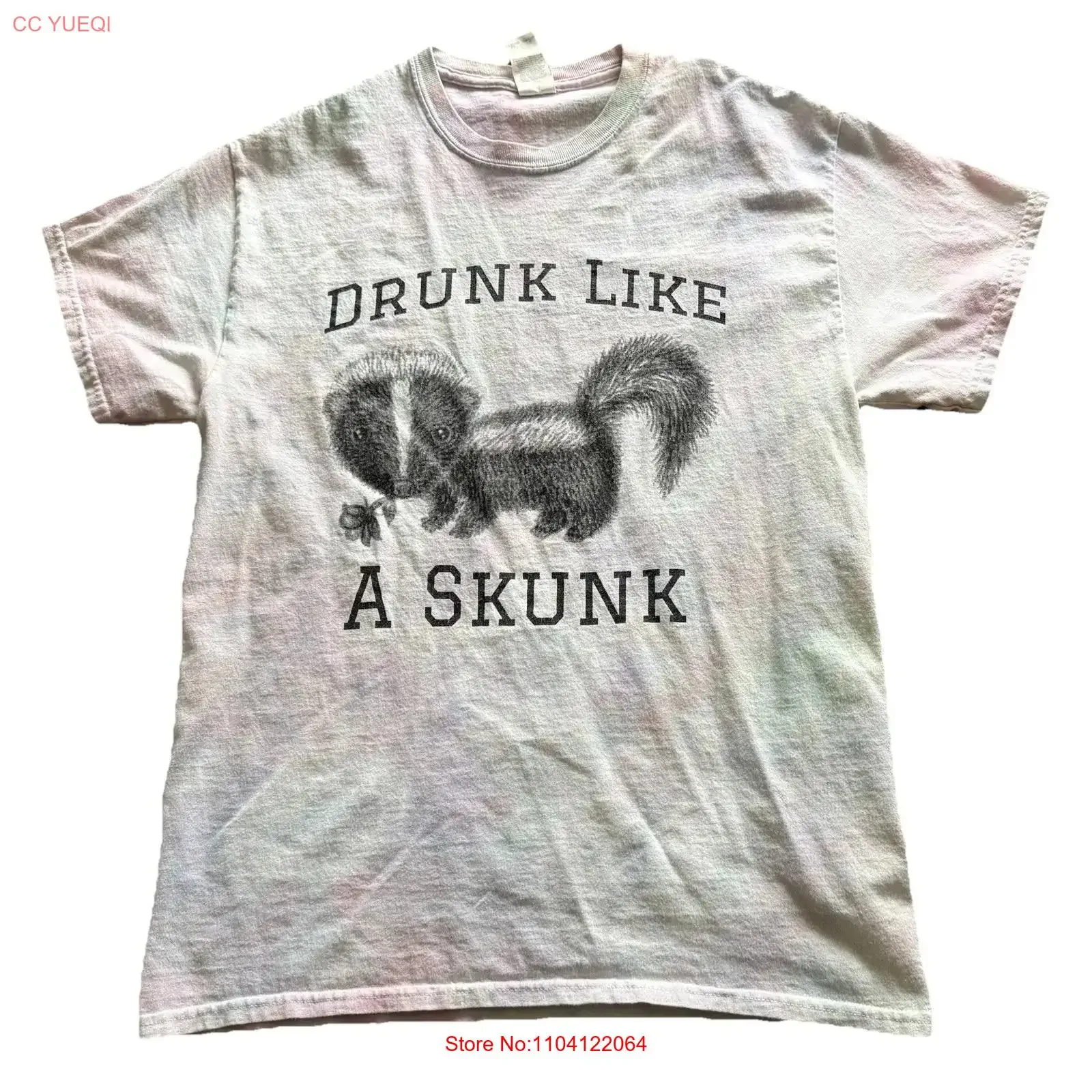 Drunk As Skunk Tie Dye T Shirt Sz M Baby Animal Funny Drinking  vintage Washed Versatile homme designer clothes graphic fashion