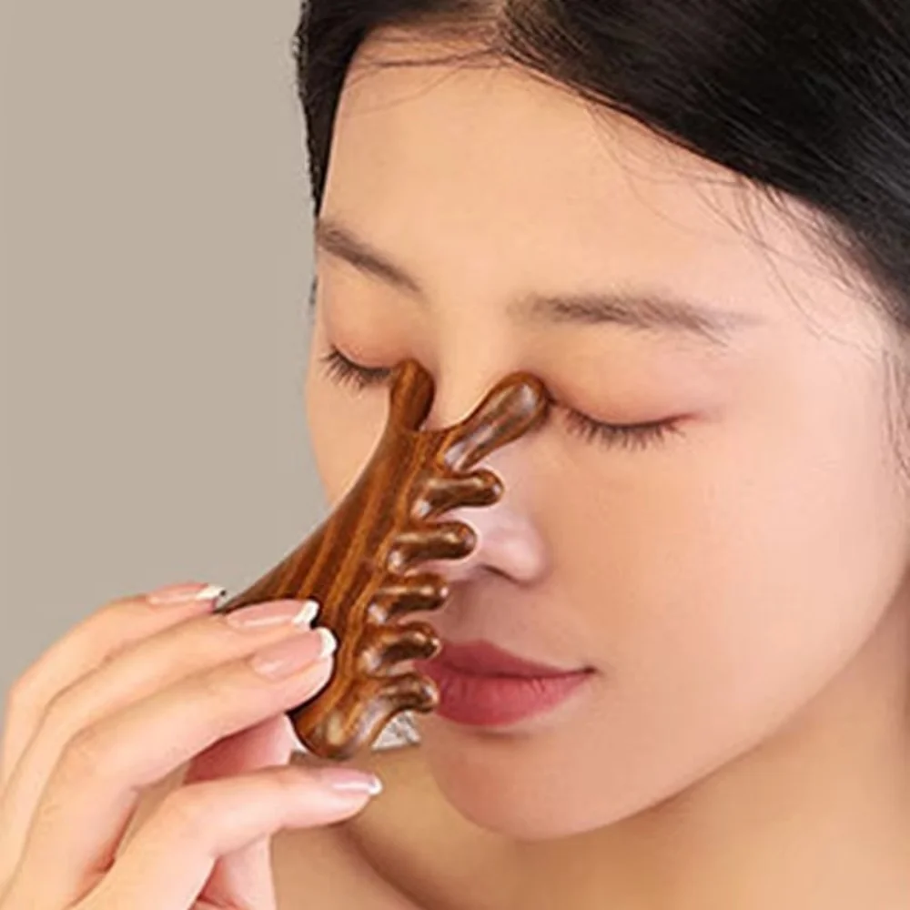 Four in one Sandalwood Massage Comb Meridian Acupoint Scraper Scalp Neck Face Nose Guasha Health Care Massage Tool