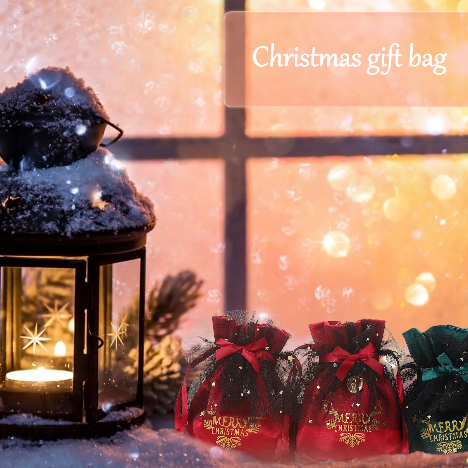 

4Pcs Xmas Silk Gift Bags Durable Reusable Packaging Bags for Christmas Candy Apples Snacks Decorative Storage Christmas Supplies