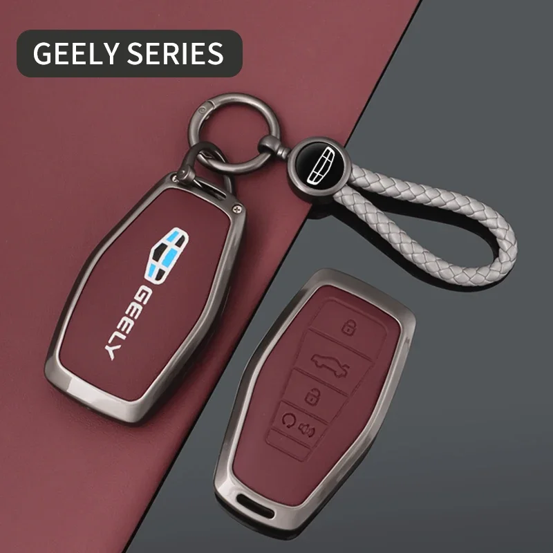 

Leather Car Key Case Cover Protector For Geely Okavango Coolray Atlas Monjaro Tugella Emgrand GT S Proton X50 X70 X6 X7 EX7 GC