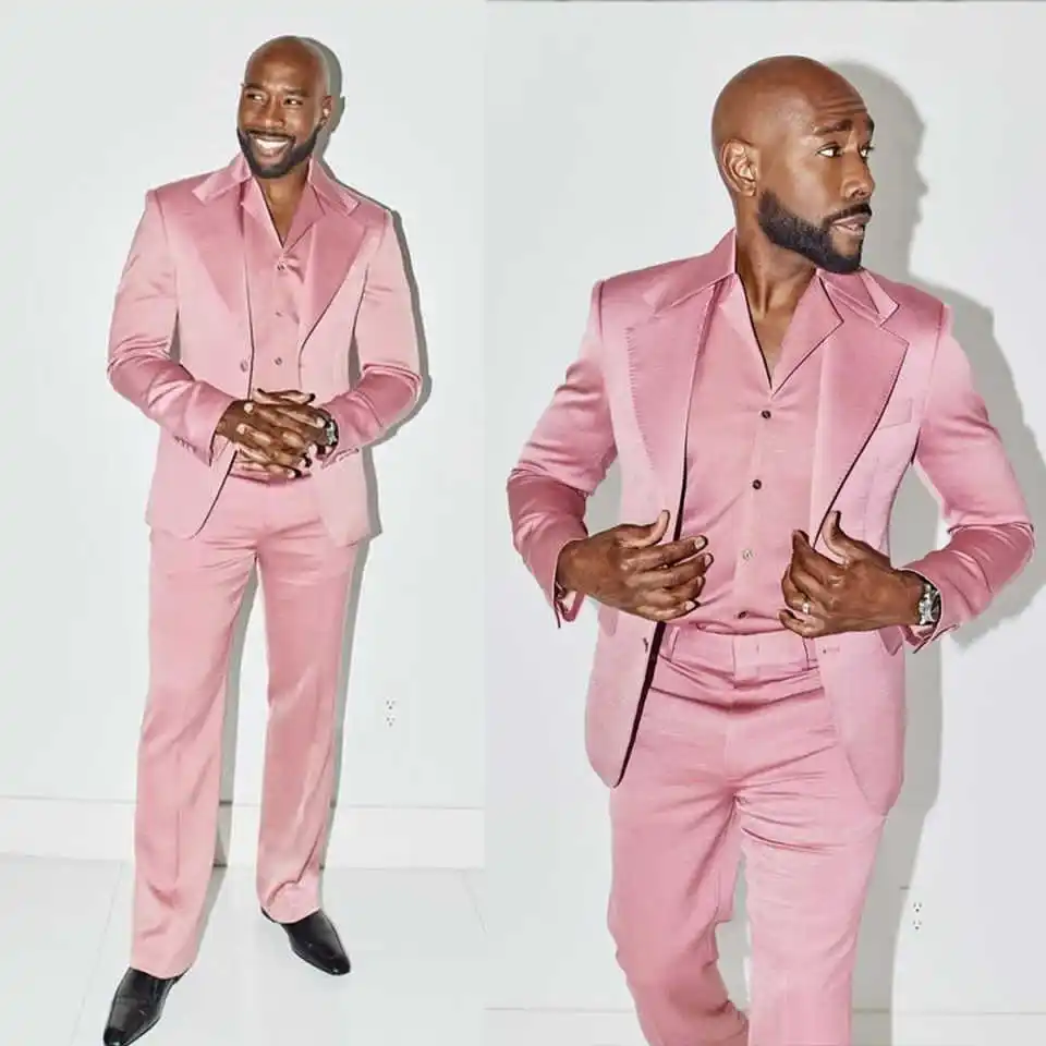 Bright Wedding Tuxedos  2 Pcs Notched Lapel Groom Suit Trim Fit Single Breasted Jacket Pants Evening Party Outfits Customized