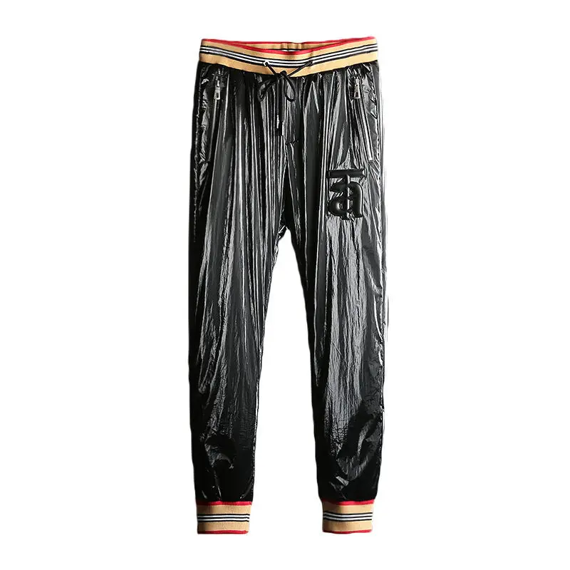 Autumn Winter Glossy Shiny Cotton-padded Pants Plus Size Loose Warm Harem Trousers