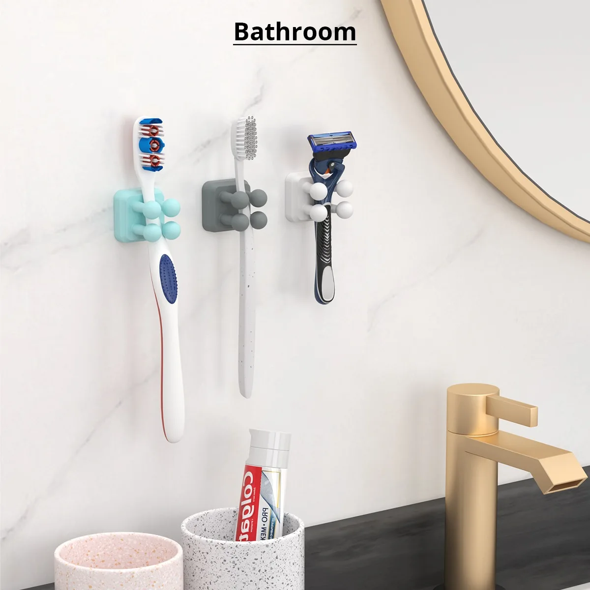 3/1Pcs Shaver Toothbrush Holder Wall Mounted Punch-free Razor Holder for Bathroom Kitchen Durable Flexible Silicone Organizer