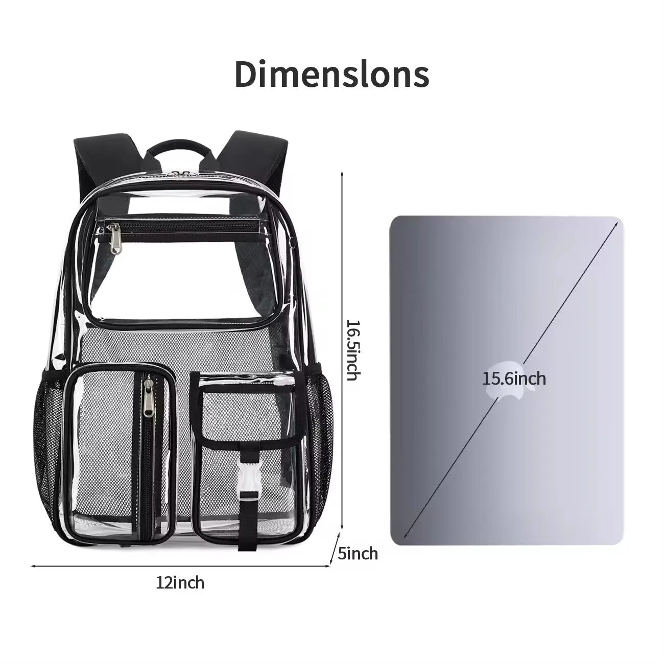 AOK 16.5 Inches TPU Transparent Jelly Bag High Capacity Backpack for Middle School Students School Bags College