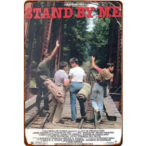 Vintage Stand By Me Metallschild, 1980er Jahre Kultfilm-Klassiker, Blechschild-Dekoration aus Aluminium